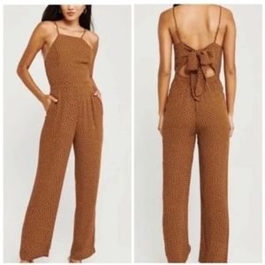 Abercrombie & Fitch Jumpsuit Size S Orange and White Polka Dot Print